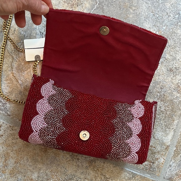 Anthropologie Beaded Petal Clutch Shoulder Bag NWT